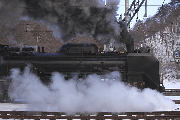 D51の蒸気。石炭萌えてます