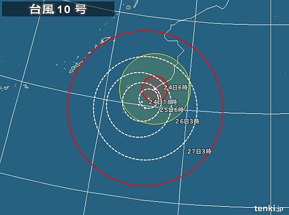 台風10号の進路予想図