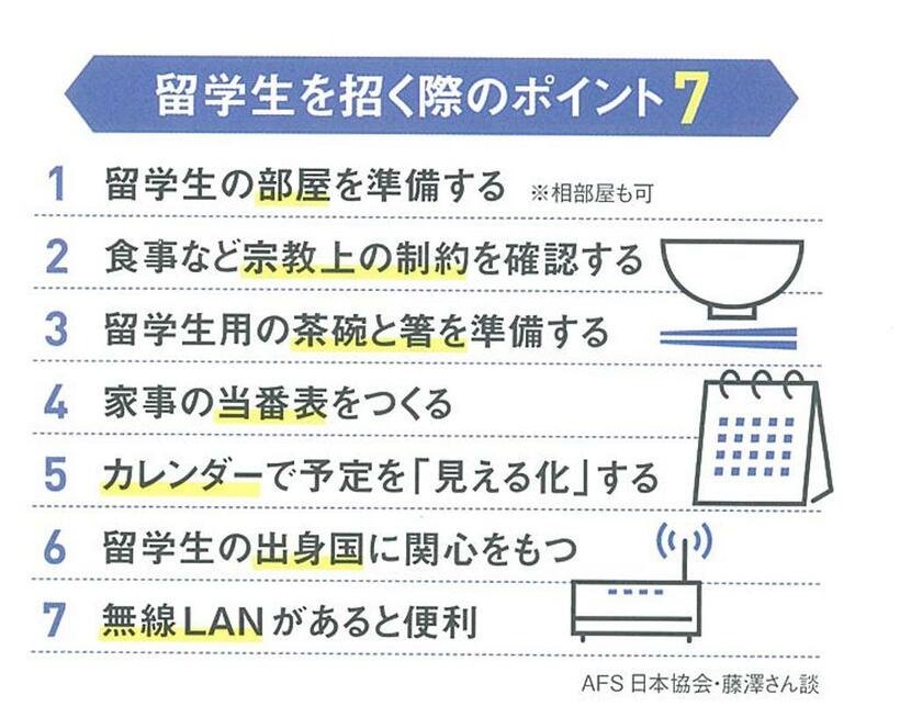 留学生を招く際のポイント7（AFS日本協会・藤澤さん談）