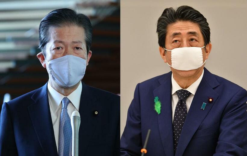 山口公明党代表（左）と安倍首相　（ｃ）朝日新聞社