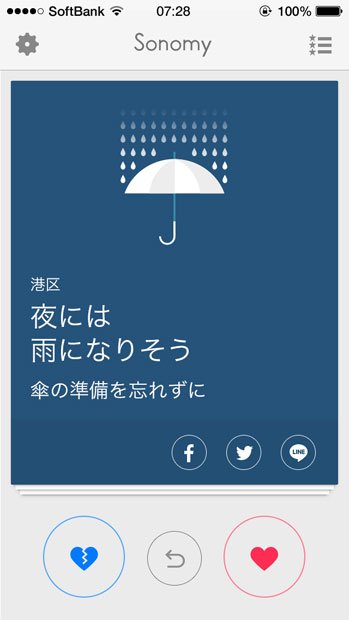 天候情報もプッシュ通知で自動配信される（ヤフー株式会社提供）