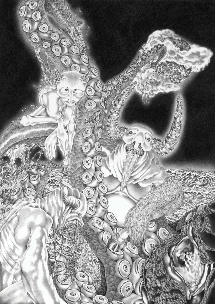 光宗さんが制作したボールペン画（本人提供）
