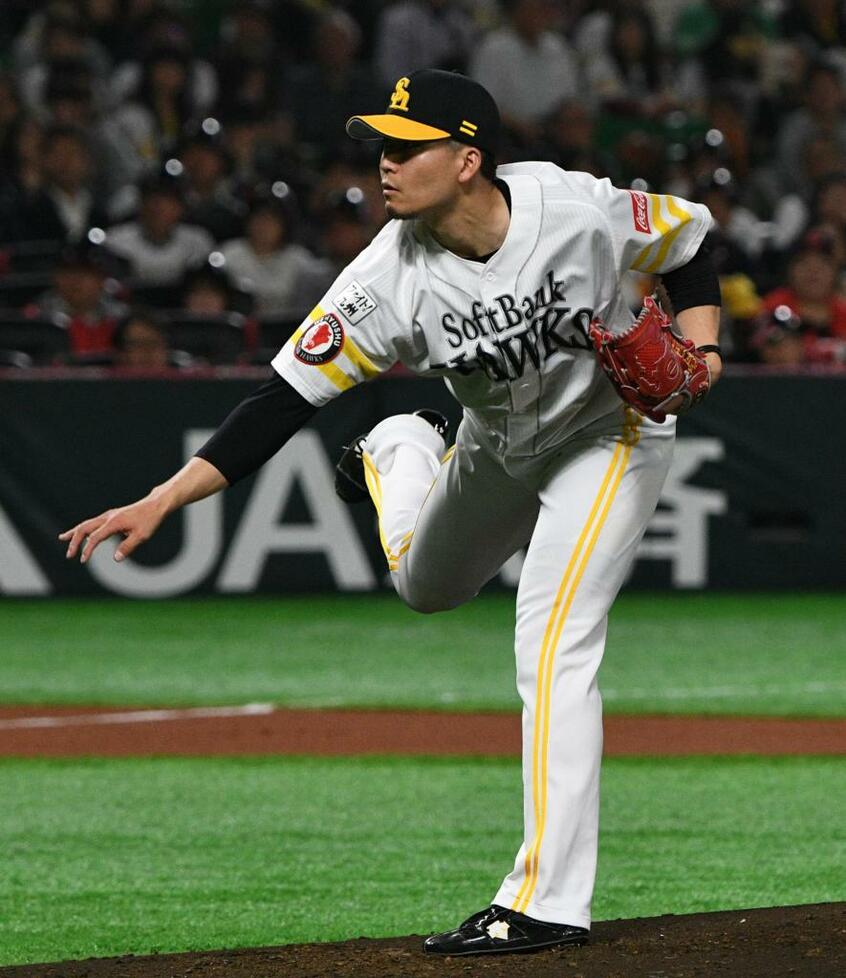ソフトバンクの千賀(C)朝日新聞社