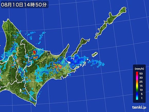 北海道・道東の雨雲の様子