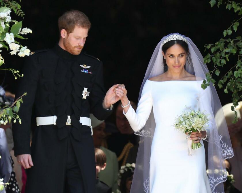 ウィンザー城の聖ジョージ礼拝堂であったヘンリー王子とメーガン妃の結婚式（2018年5月19日、代表撮影／ロイター／アフロ）