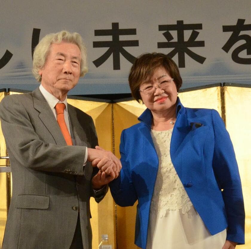 小泉純一郎元首相と握手を交わす片桐奈保美氏