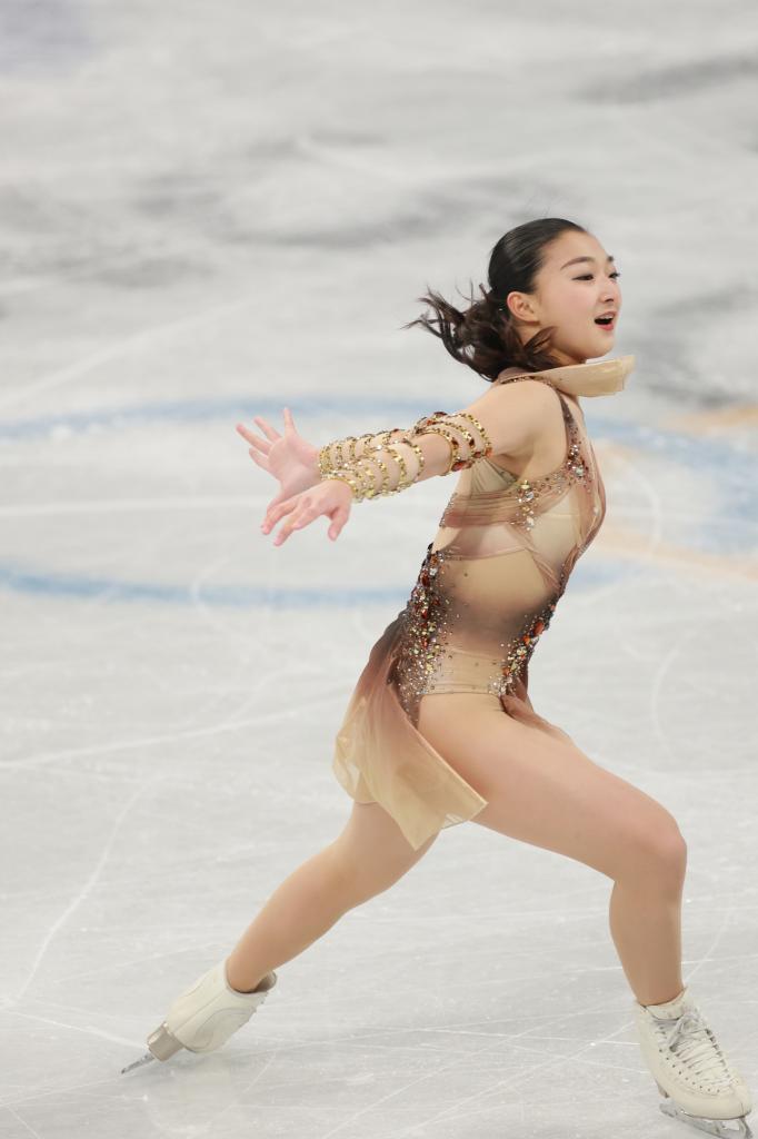 2月15日、北京五輪フィギュアスケート女子SPで演技をする坂本花織