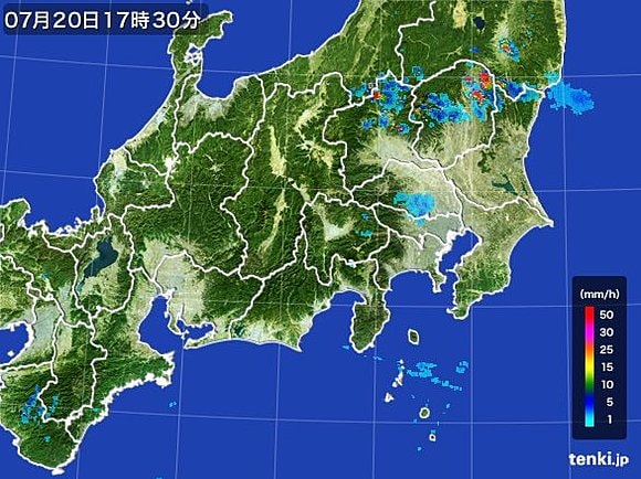 関東地方の雨雲の様子