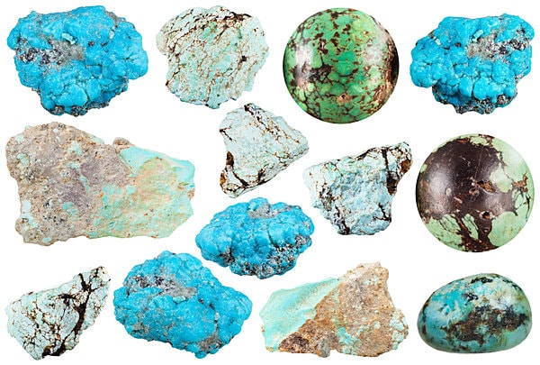 細かく分けると「6種類」の石があるターコイズ。色あいもさまざま