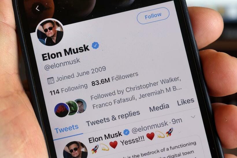 イーロン・マスク氏のツイッターのフォロワー数は買収発表後に9千万人を突破。「次の買収先はコカ・コーラ」とジョークも（写真：ｇｅｔｔｙｉｍａｇｅｓ）