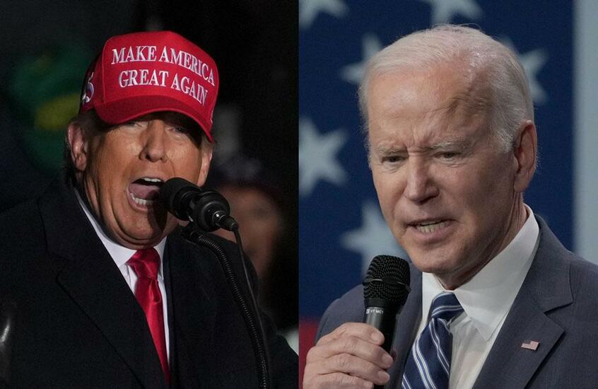 米国のトランプ前大統領(左)とバイデン大統領