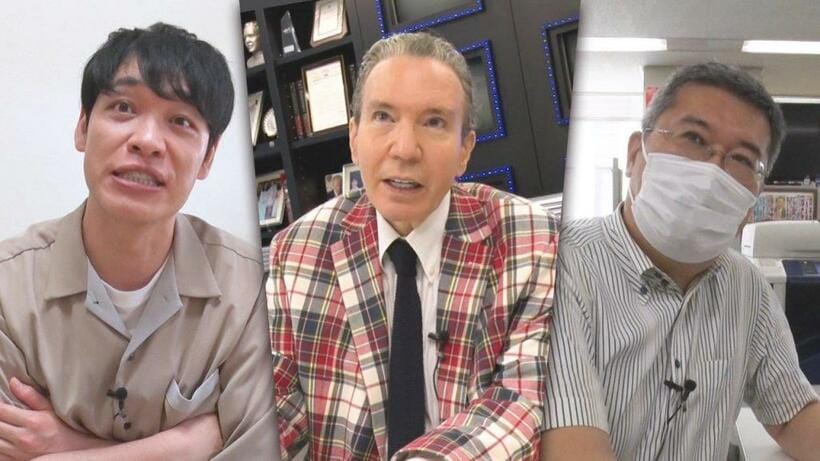 （左から）麒麟・川島明、デーブ・スペクター、『AERA』副編集長・由利英明（C）MBS