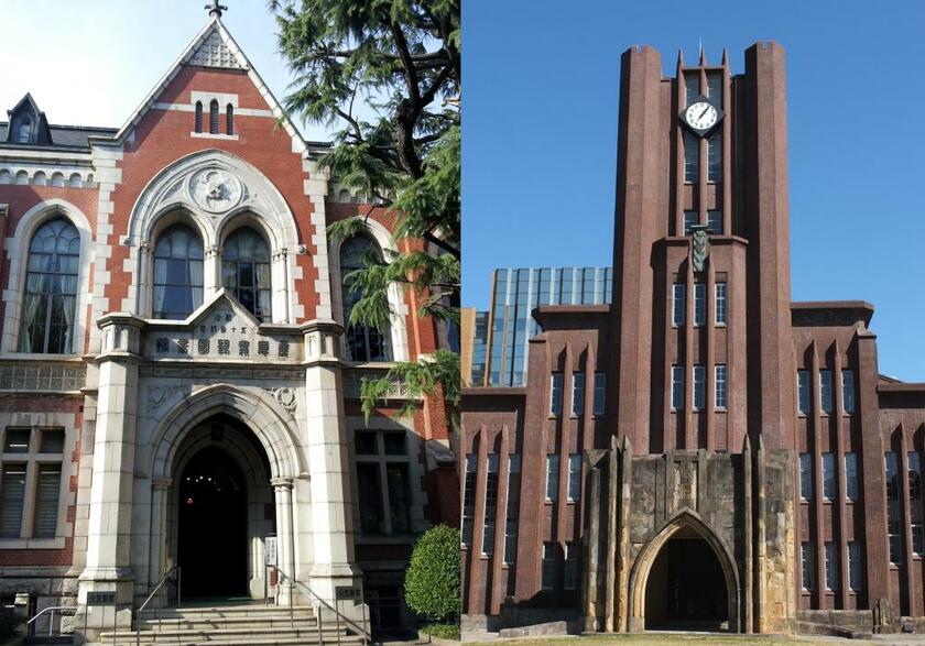 慶應義塾大（左）と東京大（右）は、法科大学院生のカラーに違いがあるという