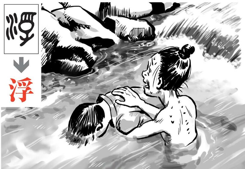 古代中国では子どもの水難事故が頻発した？（イラスト／もりいくすお）