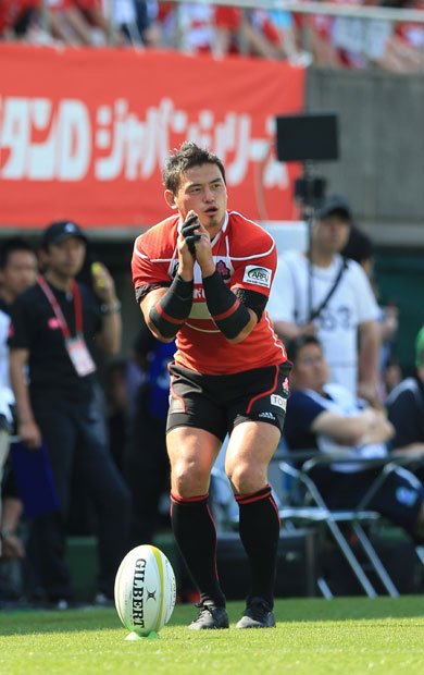 「五郎丸ポーズ」の流行語大賞候補ノミネートに「違和感を覚える」と謙虚に語った五郎丸　（ｃ）朝日新聞社