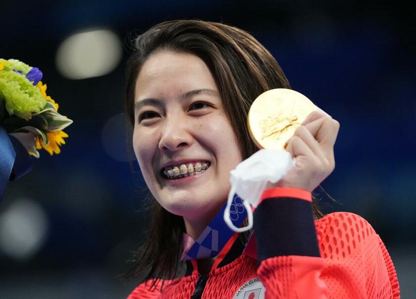 競泳女子の個人メドレーで2冠を達成した大橋悠依　（ｃ）朝日新聞社
