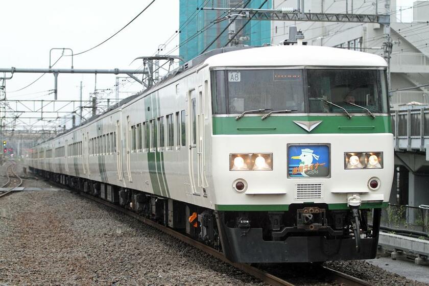 1986年に運行を開始した東海道本線の「湘南ライナー」。平日の朝・夕に運転され、特急形の185系も使用されている（撮影／北村 光）
<br />