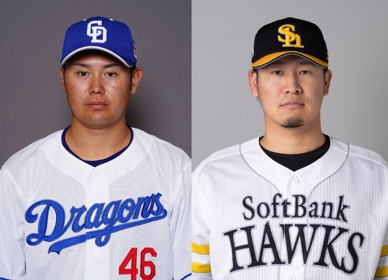 中日・鈴木博志（左）とソフトバンク・杉山一樹（右）（写真提供・中日ドラゴンズ／福岡ソフトバンクホークス）