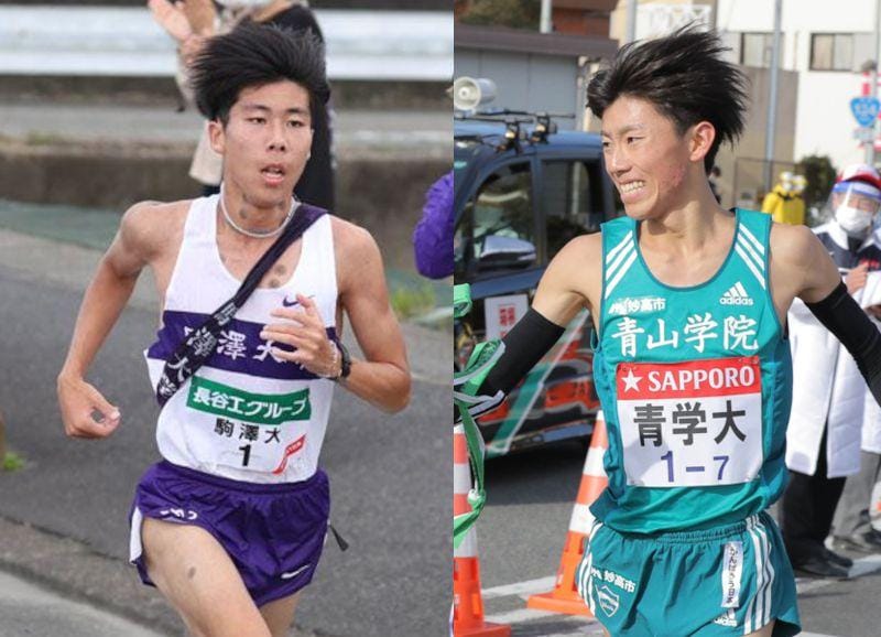 駒澤大の田澤廉（左）と青山学院大の近藤幸太郎（右）