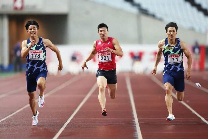 6月25日の日本選手権男子100メートルでは多田修平が優勝、五輪代表に内定した　（ｃ）朝日新聞社