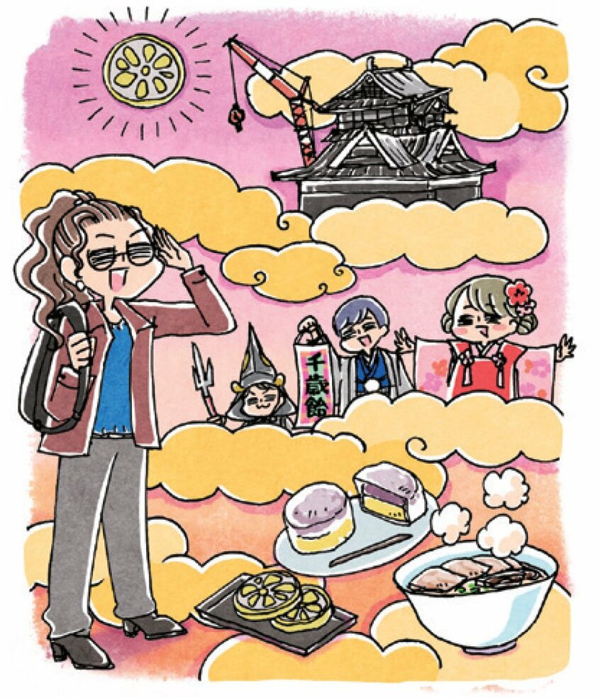美しい熊本城映像で見るのと肉眼では大違い(イラスト:サヲリブラウン)