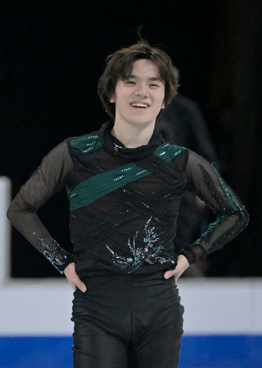 3月にカナダ・モントリオールで開催された世界選手権。男子フリーの演技を終えた宇野は、満足そうな表情を浮かべていた(写真:USA TODAY Sports/ロイター/アフロ)