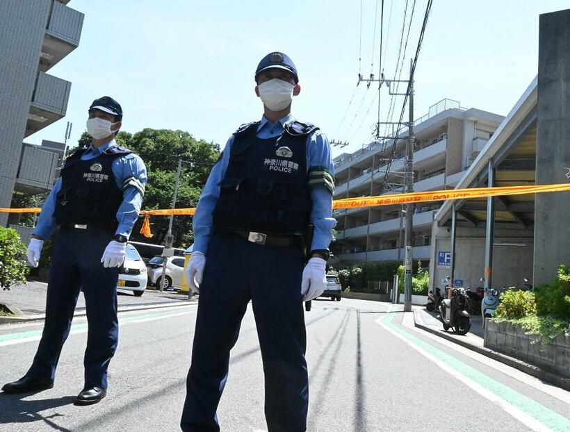 規制線が張られていた現場