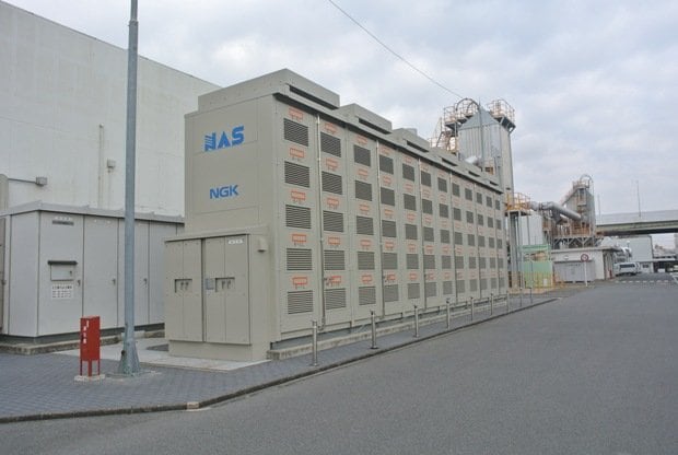 日本ガイシ本社敷地内に設置されたNAS電池。全世界で延べ450メガワット分の設置実績をもつ