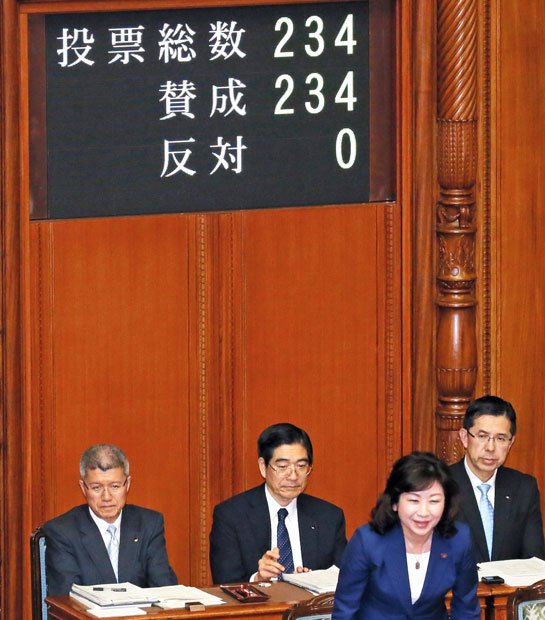 候補者男女均等法案は全会一致で可決された　（ｃ）朝日新聞社
