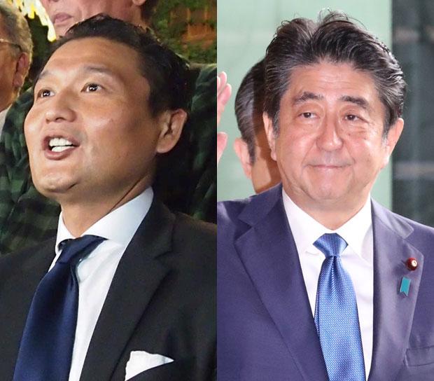 元貴乃花親方（左）安倍晋三首相　（ｃ）朝日新聞社