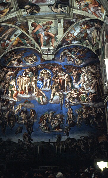 ミケランジェロが描いたシスティーナ礼拝堂の天井画「最後の審判」