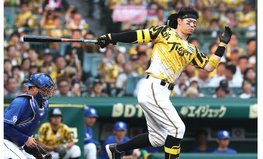 7月16日の中日戦で三振に倒れた阪神・佐藤輝明（日刊スポーツ）