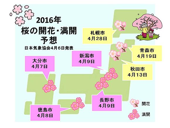 そのほかの開花・満開予想は画面をクリック