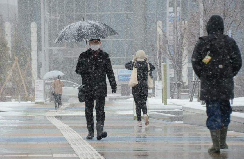 雪が断続的に降った金沢市内＝１月１８日（Ｃ）朝日新聞社