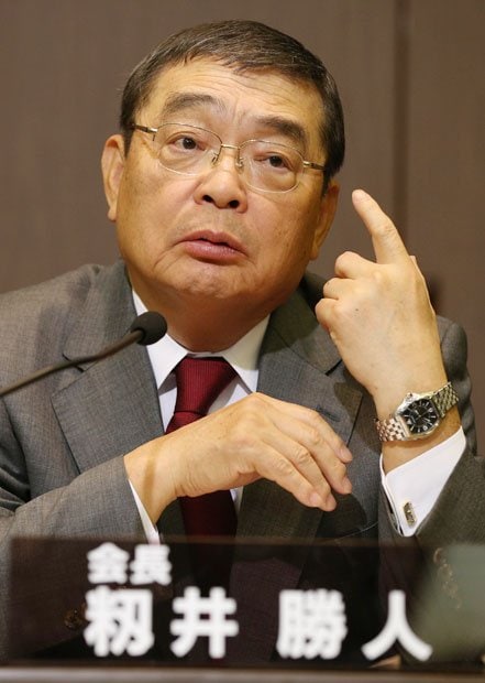 会見で質問に答える籾井会長　（c）朝日新聞社　＠＠写禁