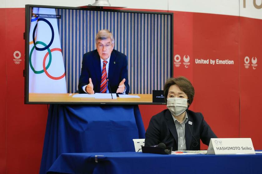 東京五輪・パラリンピックに向けた５者協議に4月28日、出席した橋本聖子会長（C)朝日新聞社