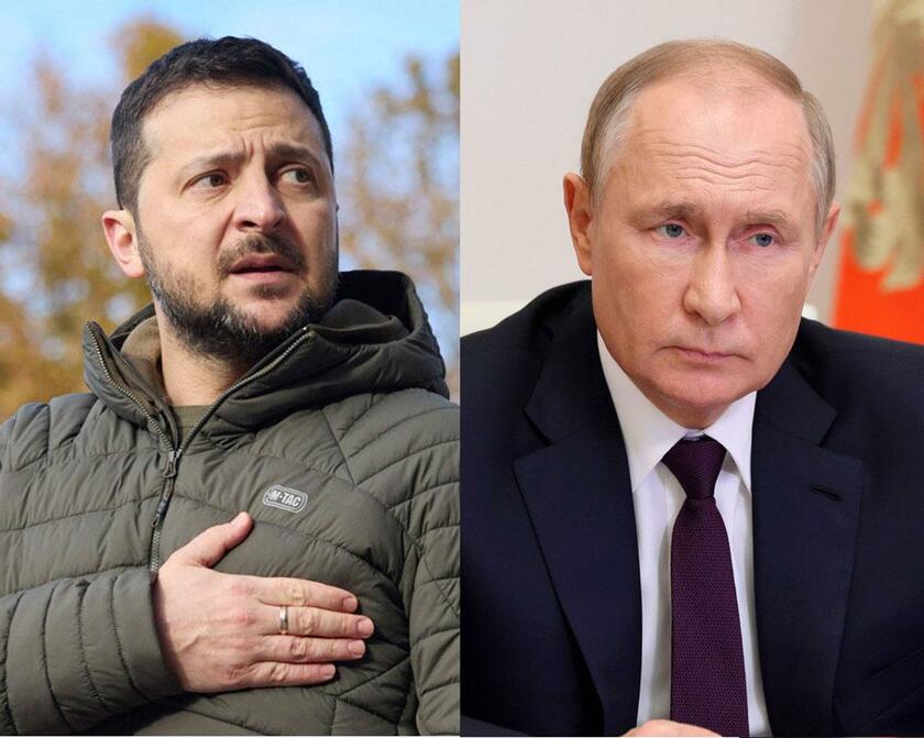左からウクライナのゼレンスキー大統領（提供：Ukrainian Presidential Press Office／AP／アフロ）、ロシアのプーチン大統領（代表撮影／AP／アフロ）
