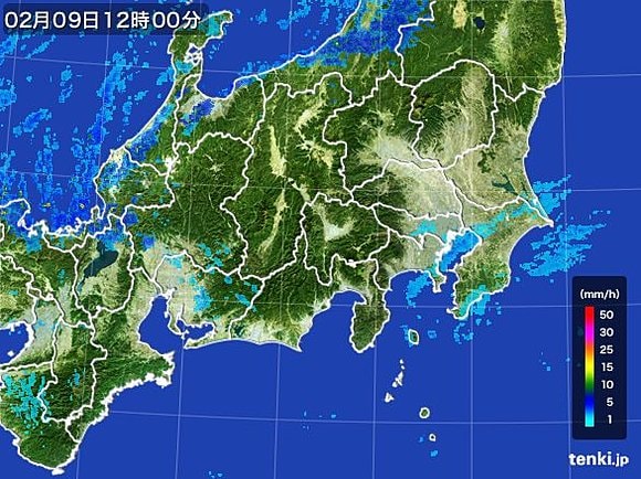 関東周辺の雪雲のようす