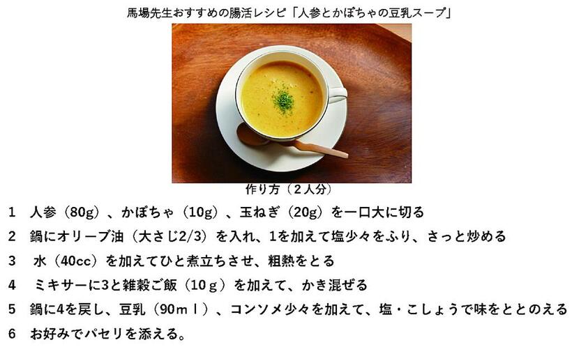 馬場先生おすすめの腸活レシピ「人参とかぼちゃの豆乳スープ」