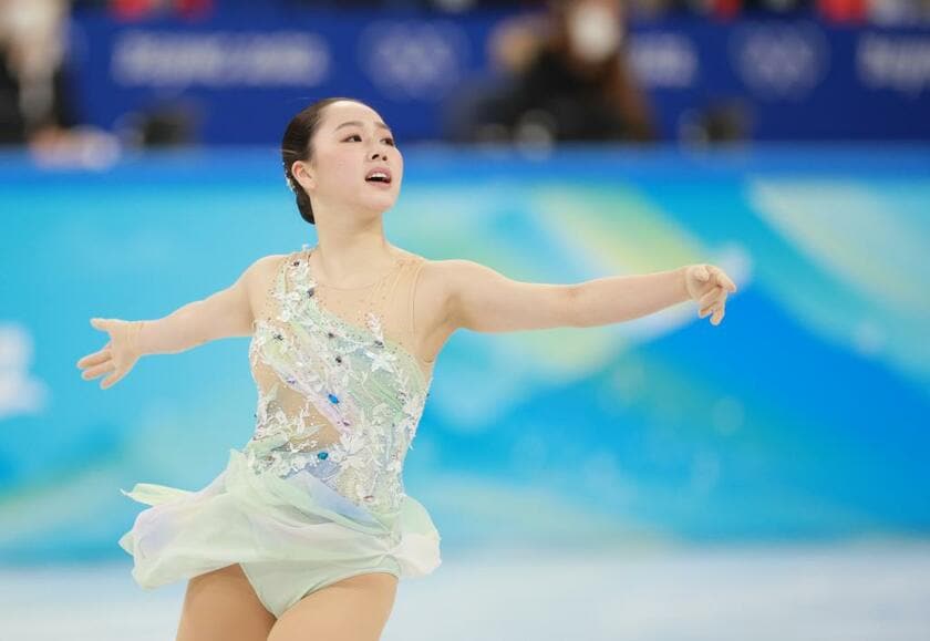 女子ショートで2位につけた樋口新葉。選手村では坂本花織と一緒に暮らし「リラックスして過ごせています」