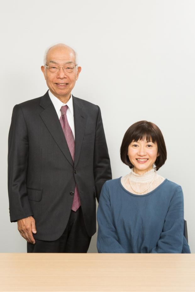 古村比呂さん（右）と日本対がん協会会長の垣添忠生さん（撮影／写真部・小原雄輝）