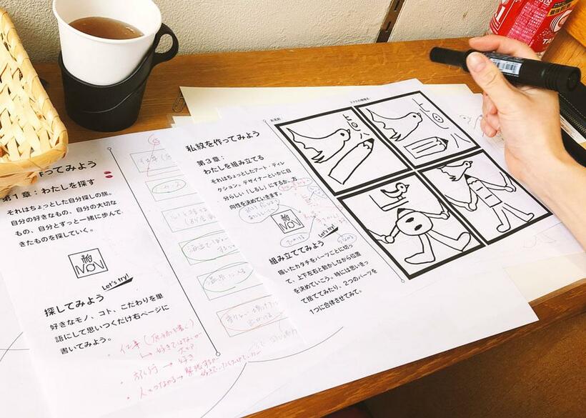 私紋／「自分を見つめ直す時間を持てた」「他の人の『私紋』も見てみたい」という参加者の声も。できた私紋でゴム印のほか、表札やオリジナルバッグもつくれる（写真：佐藤さん提供）