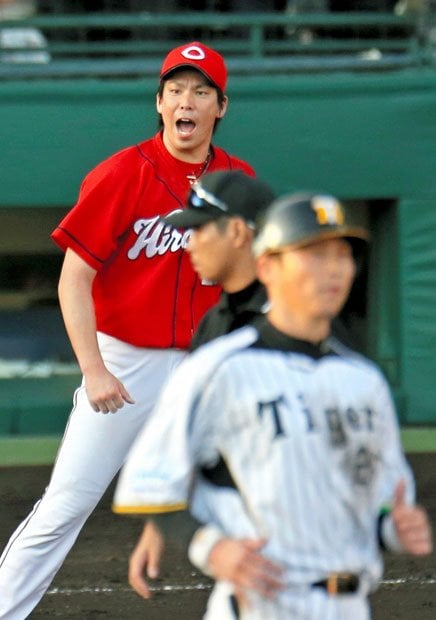 ＣＳ初戦、阪神に勝利し、チームに勢いづかせた前田健太　（c）朝日新聞社　＠＠写禁