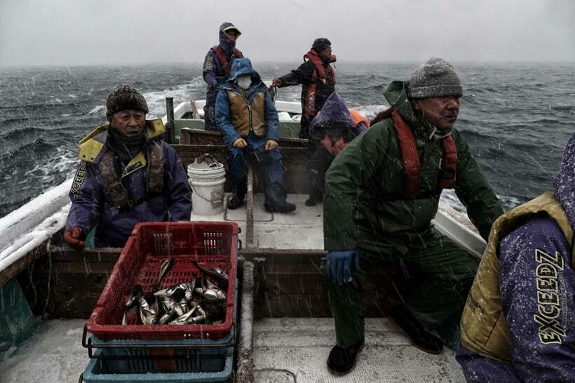 ハタハタを求め、荒れる海に挑む漁師たち（撮影：高橋智史）