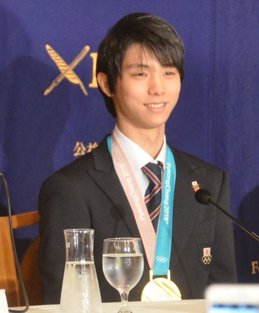 記者会見する羽生結弦＝日本外国特派員協会 （ｃ）朝日新聞社