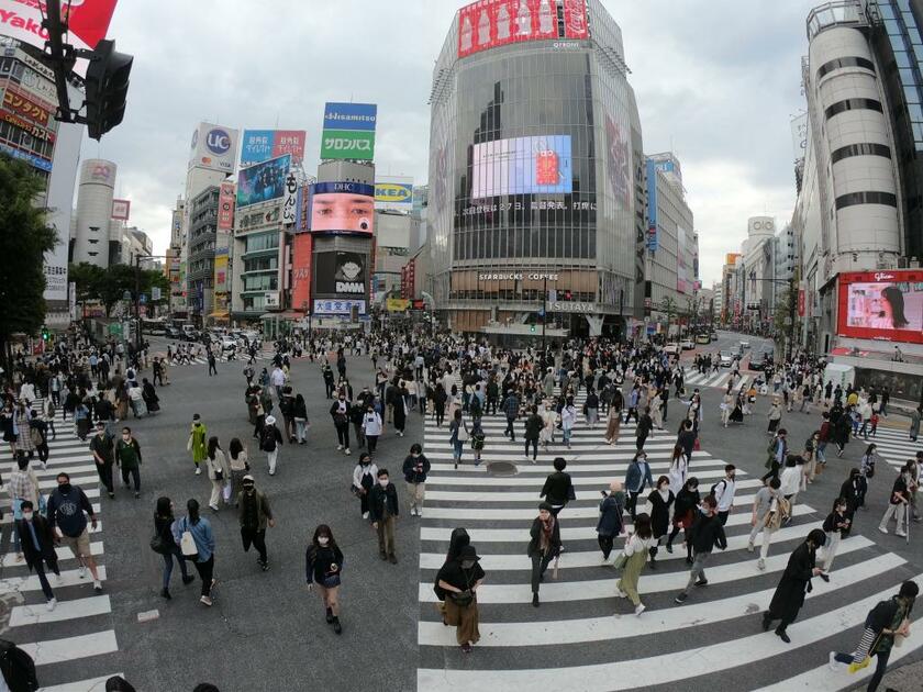3度目の緊急事態宣言が出た4月25日の東京・渋谷駅前（ｃ）朝日新聞社