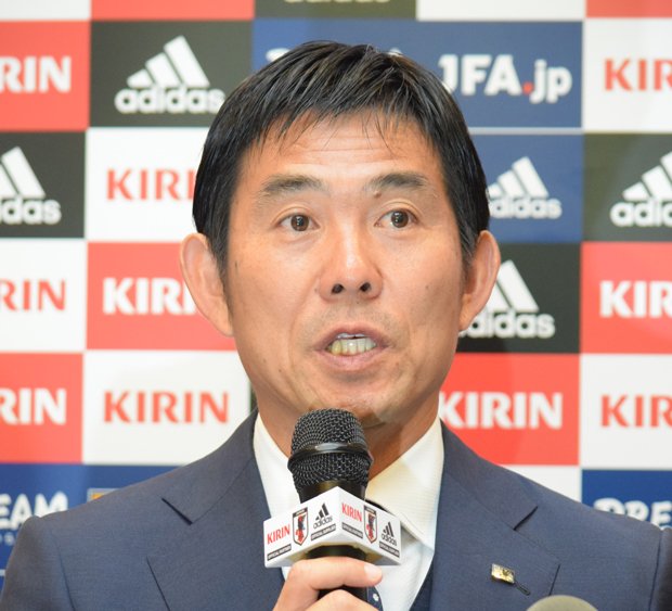 Ａ代表のメンバーを発表する森保一監督　（ｃ）朝日新聞社