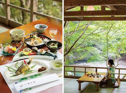 高雄錦水亭(たかおきんすいてい)/「お昼の納涼会席」6800円・9800円/075―861―0216/京都市右京区梅ヶ畑殿畑町40/営業時間 11:30~14:00(入店)、17:30~19:00(入店)/納涼床 お昼は5月1日~9月末、夜は6月1日~9月末まで