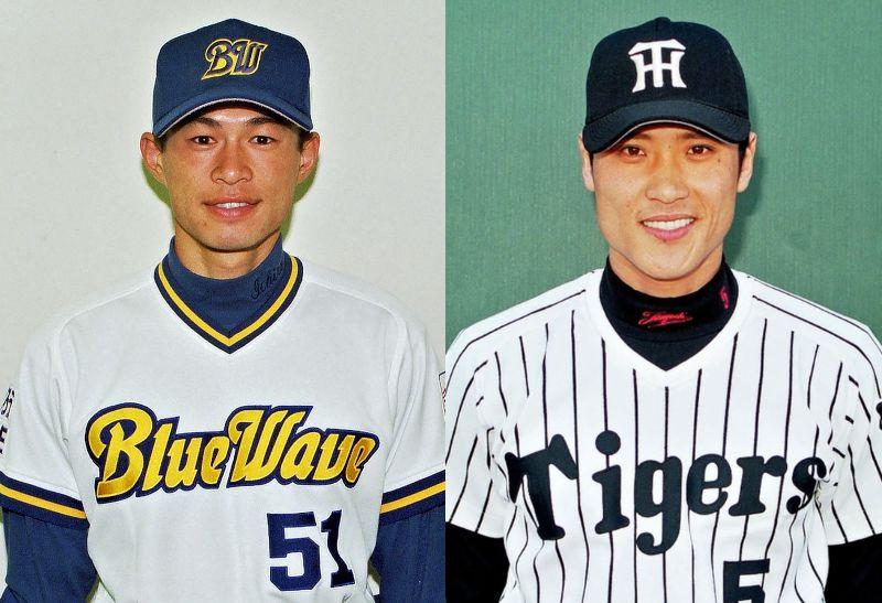 オリックス時代のイチロー（左）と阪神時代の新庄剛志（写真提供・オリックス・ブルーウェーブ／阪神タイガース）