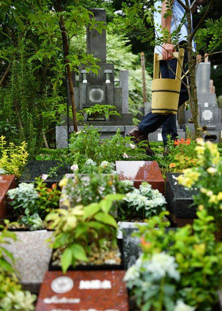 東京都港区にある高輪庭苑の「樹木葬」。駅から徒歩３分ほどの好立地だ。郊外や地方から“引っ越し”てくる人が増えているという（撮影／写真部・東川哲也）